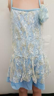 Pre-Owned Costume  Weissman  6008 Medium Child Blue  Lyrical Sequin
