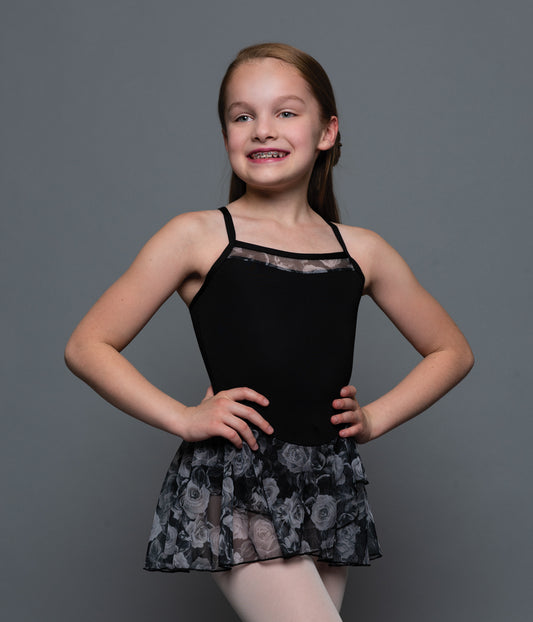 New Leotard Skirt Motionwear 1028 Small Child Black Floral Ballet Tap Jazz