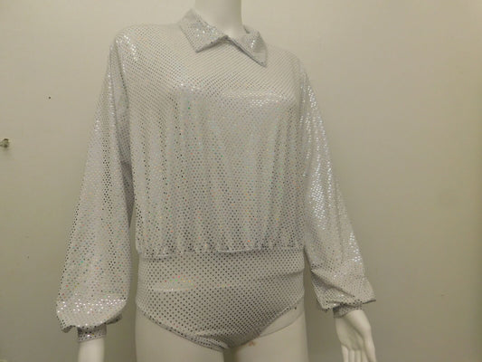 Pre-Owned Costume AWCT  13993 Large Child White Body suit Jazz Foil Dot