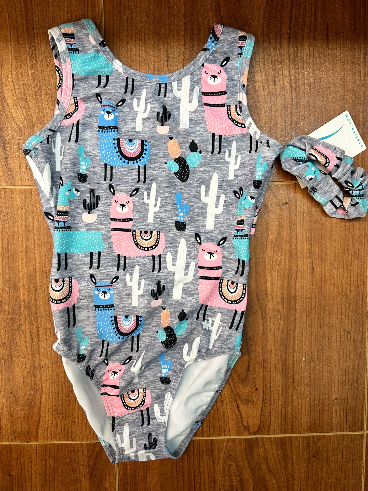 New Leotard Destira Llama Love Girls  Gray  Acro Tumbling