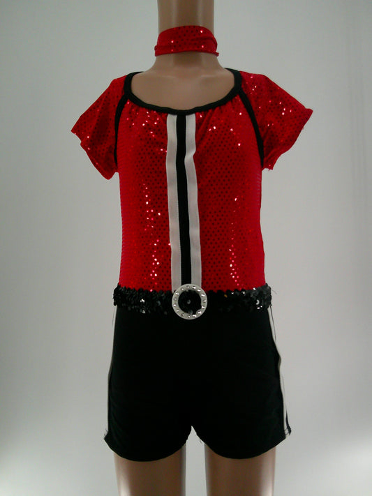 Pre-Owned Costume Gallery  15388 Medium Child Red Unitard Jazz Sequin