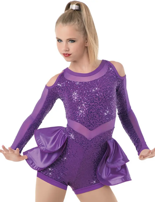 Pre-Owned Costume Weissman  10450 Medium Adult Purple Back Skirt Jazz Tap Sequin