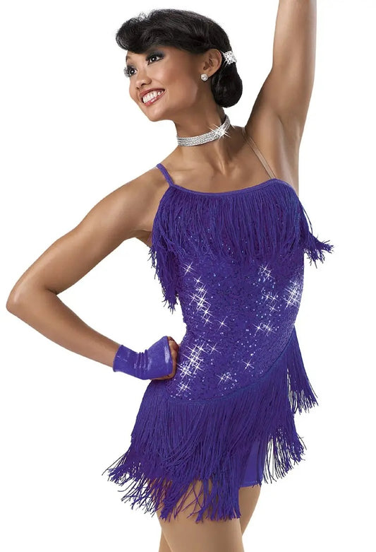 Pre-Owned Costume Weissman  6600 Large Child Purple Fringe Jazz Sequin