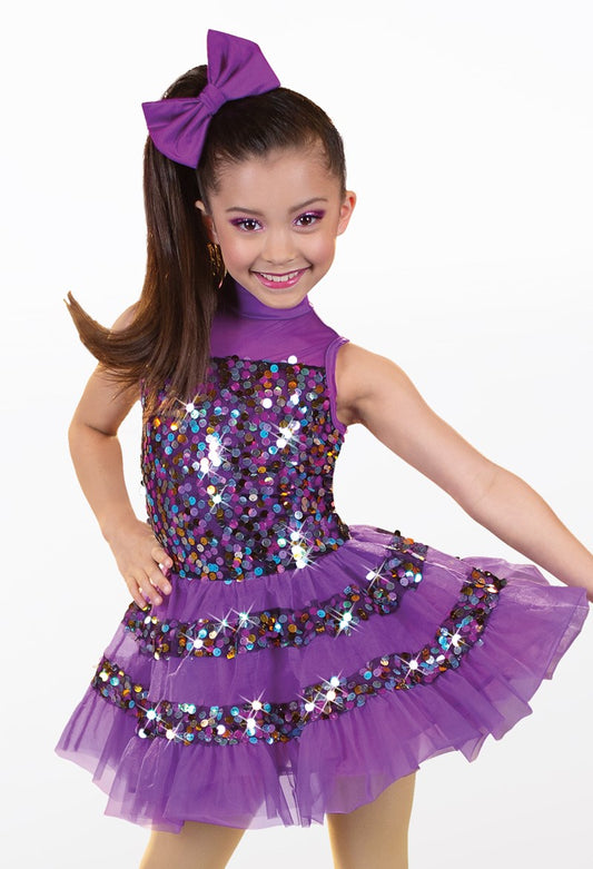 Pre-Owned Costume Weissman 13560 XL Child Purple Tutu Dress Jazz Tap Pageant Sequins