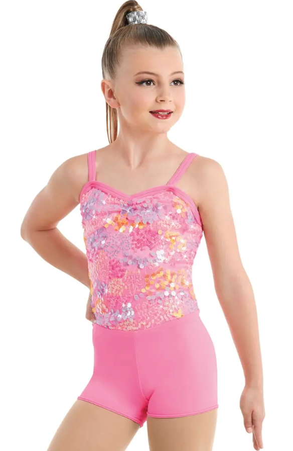 Pre-Owned Costume Weissman  11049 Small Child Pink 2in1 Jazz Tap Acro Sequin