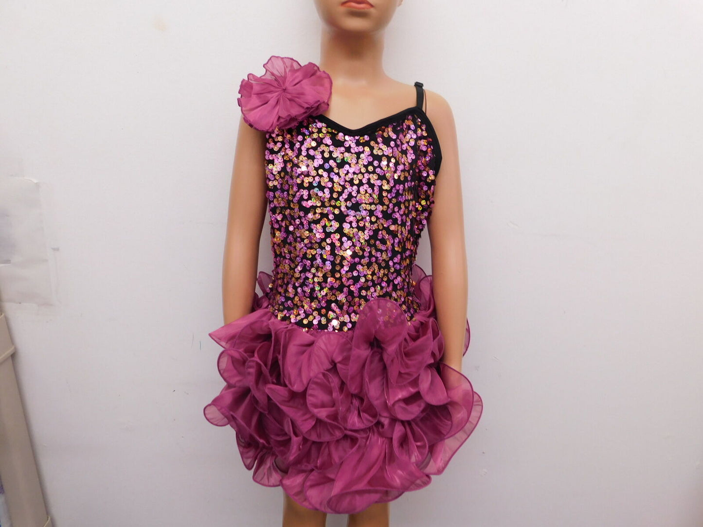 Pre-Owned Costume Curtain Call   Large Child Pink Dress Jazz Sequin