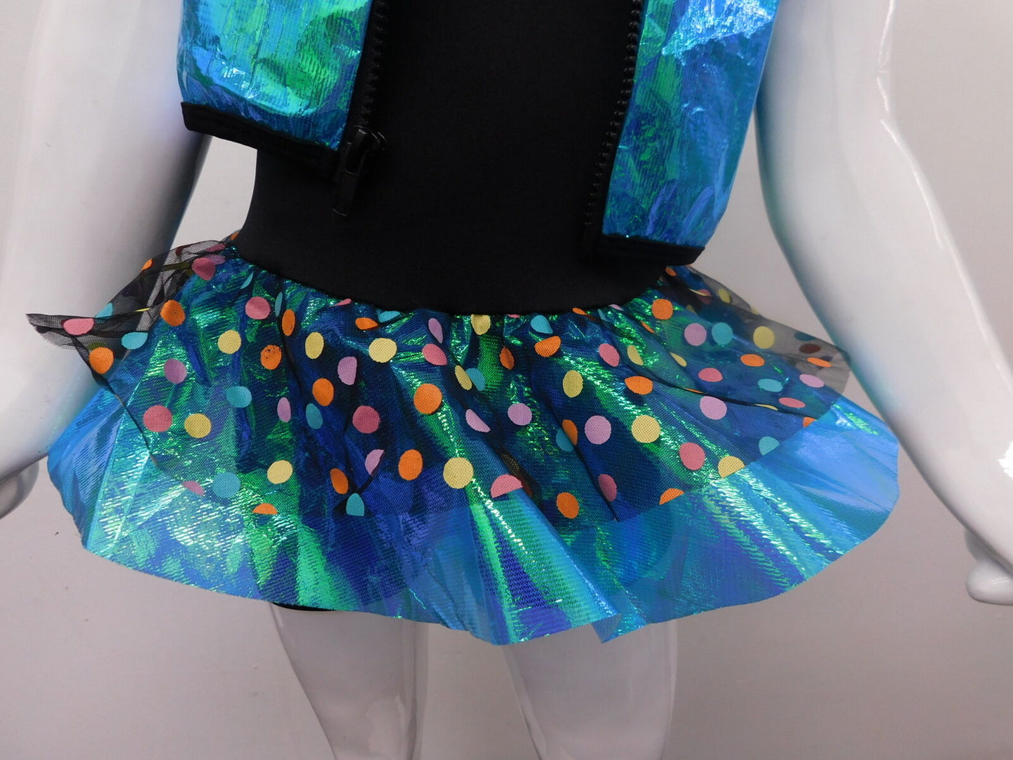 Pre-Owned Costume Curtain Call  H002 Medium Child Blue Green  Jazz Hip Hop Shimmer