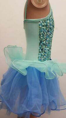 Pre-Owned Costume Curtain Call  E367 Large Child Blue Tutu Ballet Pageant Sequin