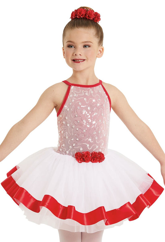 Pre-Owned Costume Weissman  12241 XL Child Red Satin Trim Tutu Ballet Sequins