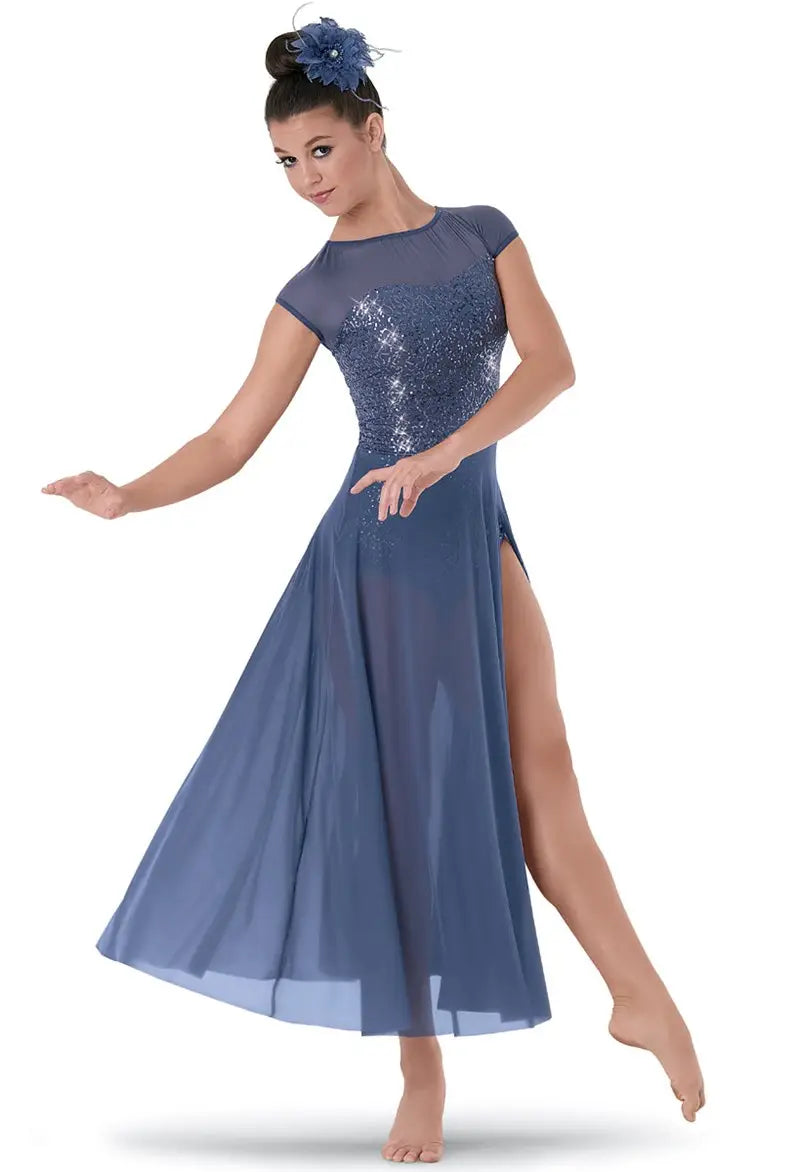 Pre-Owned Costume Lyrical XXL Adult Blue Weissman Dress Sequin Contemporary Ballet