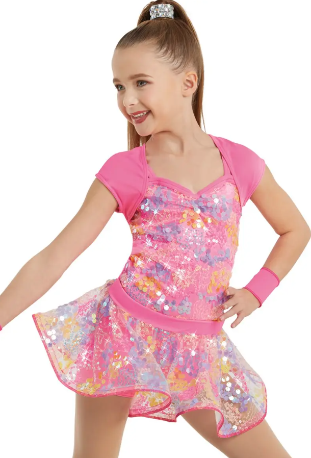 Pre-Owned Costume Weissman  11049  Pink 3in1 Jazz Tap Ballet Sequin