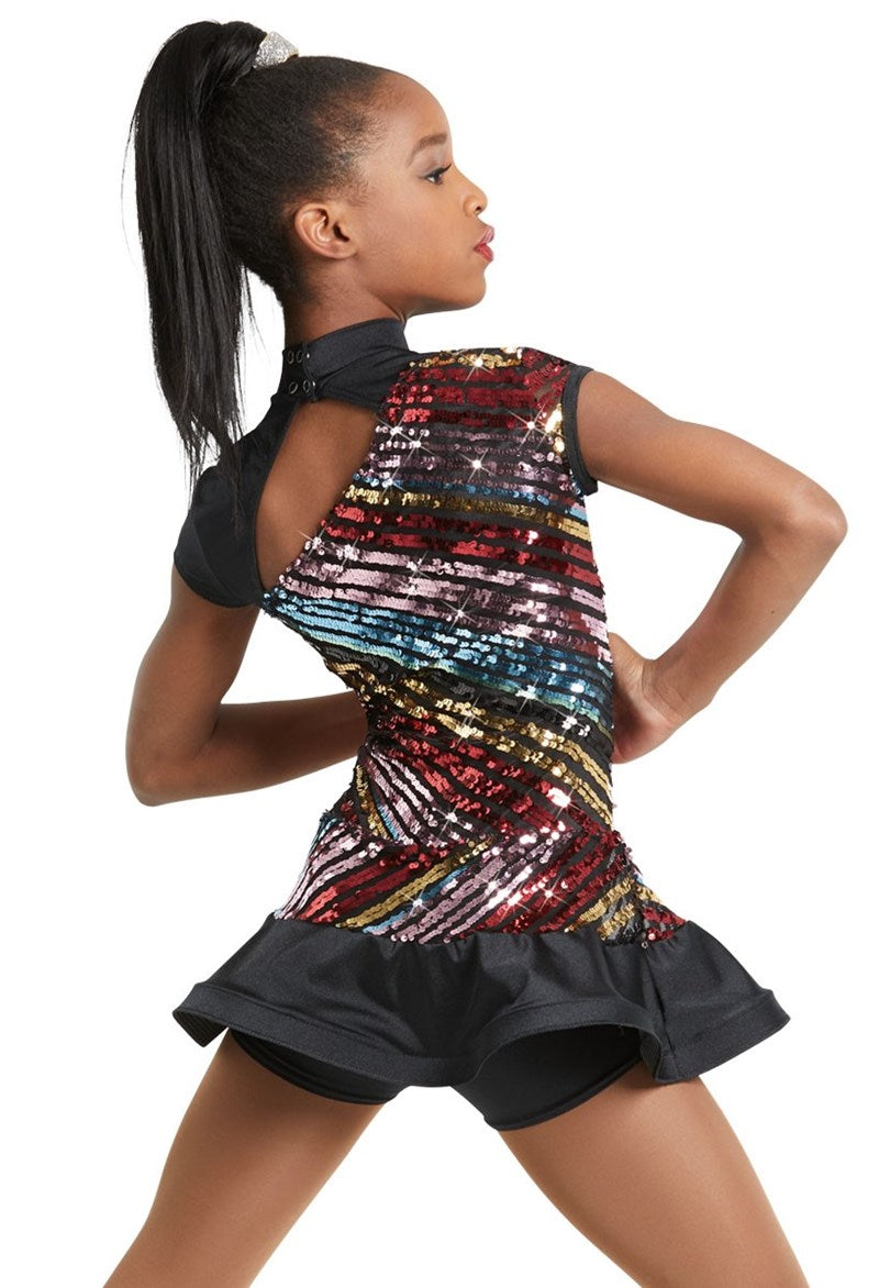 Pre-Owned Costume Weissman  11615 Medium Child Black Dress Jazz Sequin