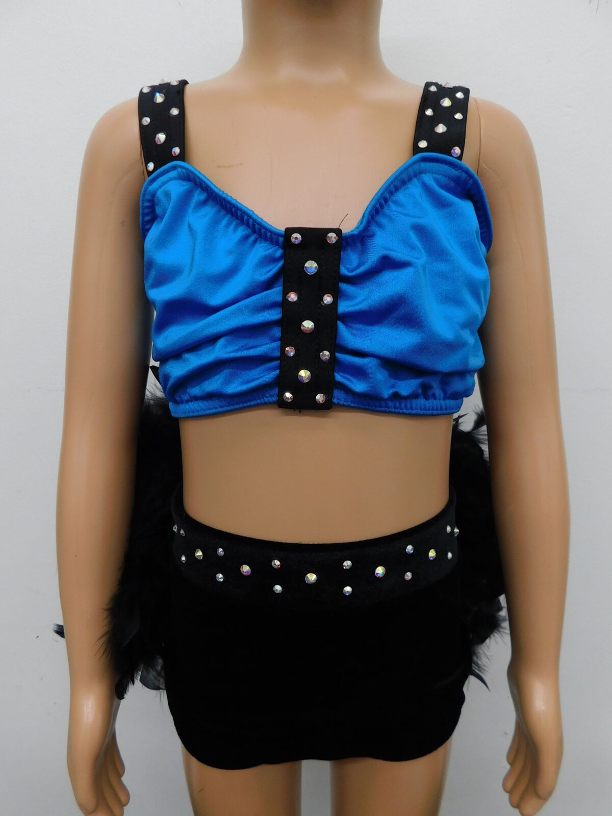 Pre-Owned 2pc Costume Kelle   Medium Child Turquoise 2pc Feathers Jazz Stones