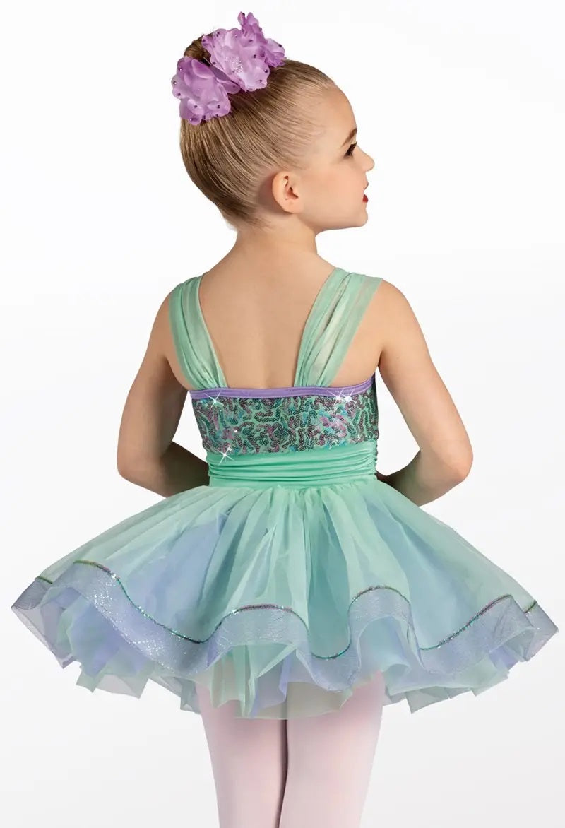 Pre-Owned Costume Weissman  12565 Small Child Green Tutu Ballet  Sequin