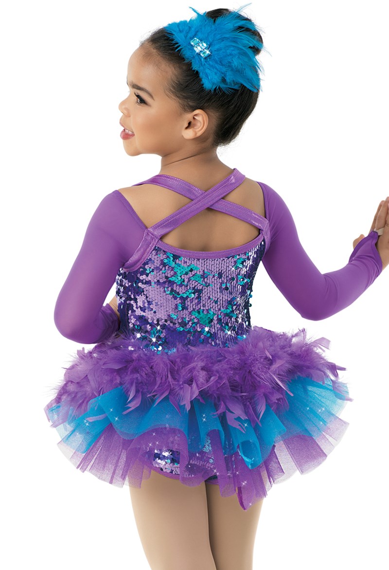Pre-Owned Costume Weissman  10504 Medium Adult Purple Feather Skirt Jazz Sequin