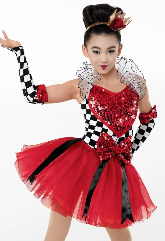 Pre-Owned Costume Large Child Red Weissman 9330 Jazz Tap Musical Theater Queen of Hearts Sequin