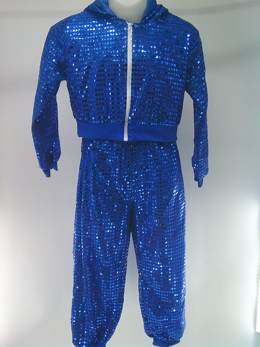 Pre-Owned Costume Unknown   Large Child Blue Hoodie Jazz Tap Sequins
