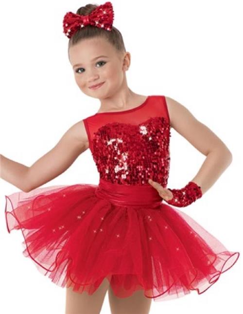 Pre-Owned Costume Weissman  8802 Int. Child Red Dress Jazz  Sequin