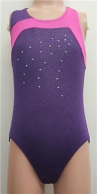 Pre-Owned Gymnastics Leotard Freestyle Medium Child Purple Pink Acro Tumbling
