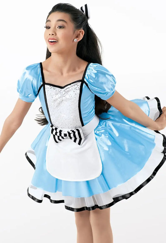 Pre-Owned Costume Intermediate Child Blue Weissman 9453 Ballet Jazz Musical Theater Stripes Dress Apron