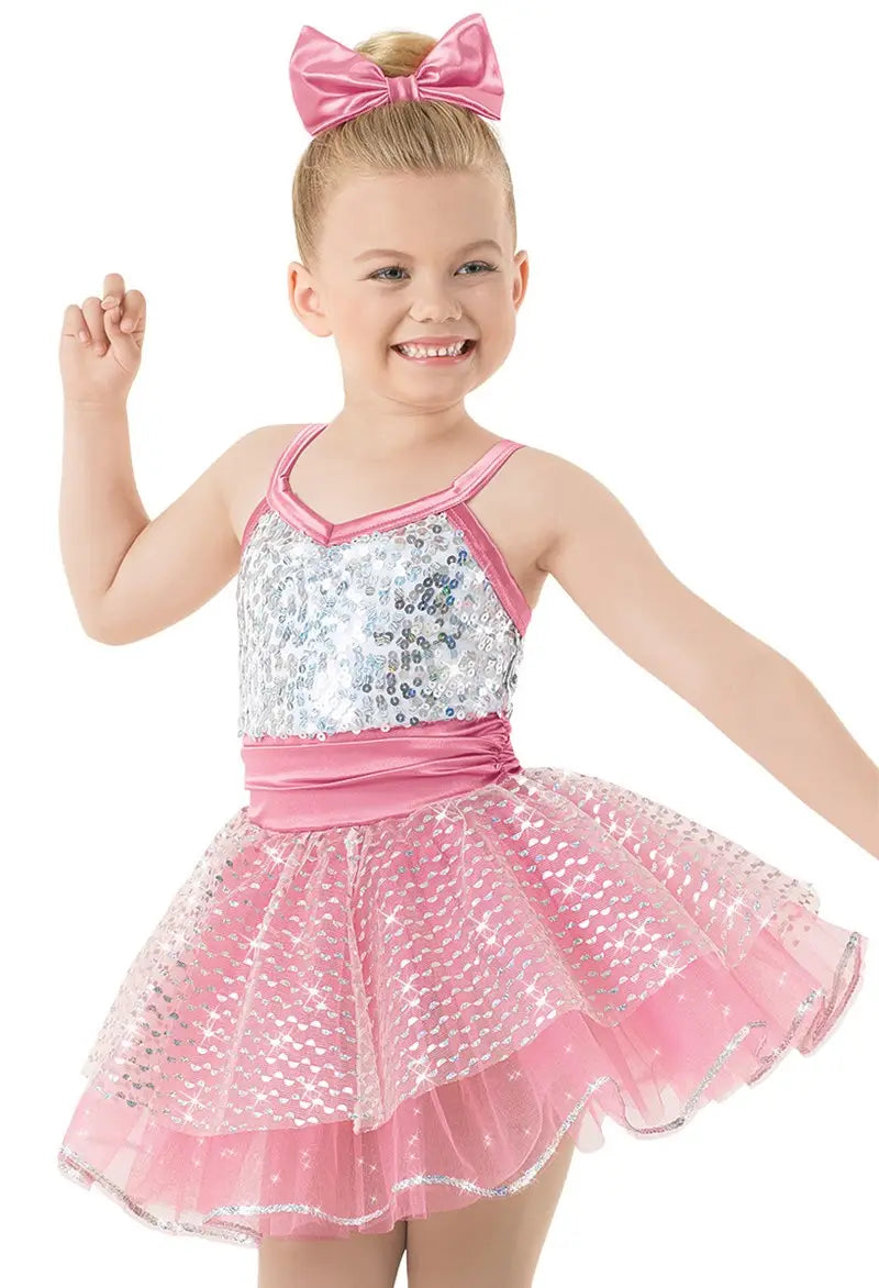 Pre-Owned Costume Small Child Pink Weissman 9533 Tap Ballet Jazz Sequin Tulle Tutu