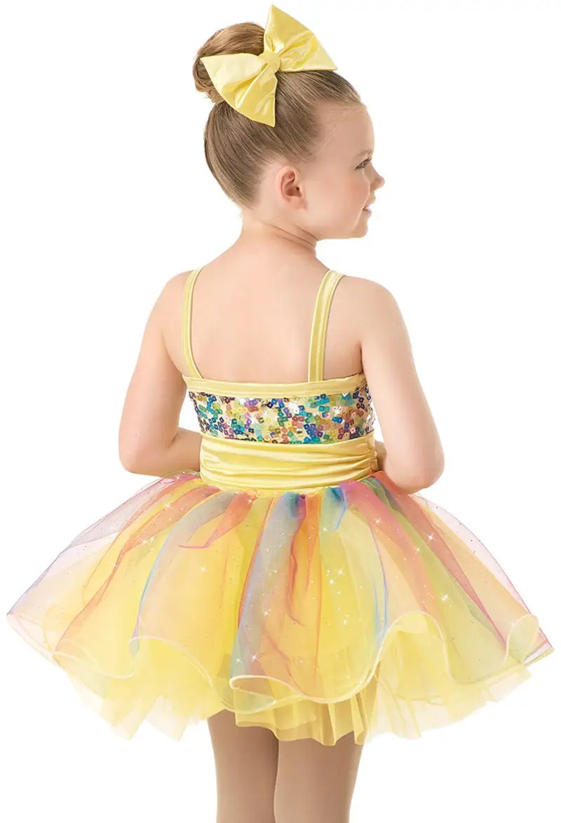 Pre-Owned Costume Intermediate Child Yellow Weissman 9652 Tap Ballet Dress Up Rainbow Tutu Sequin