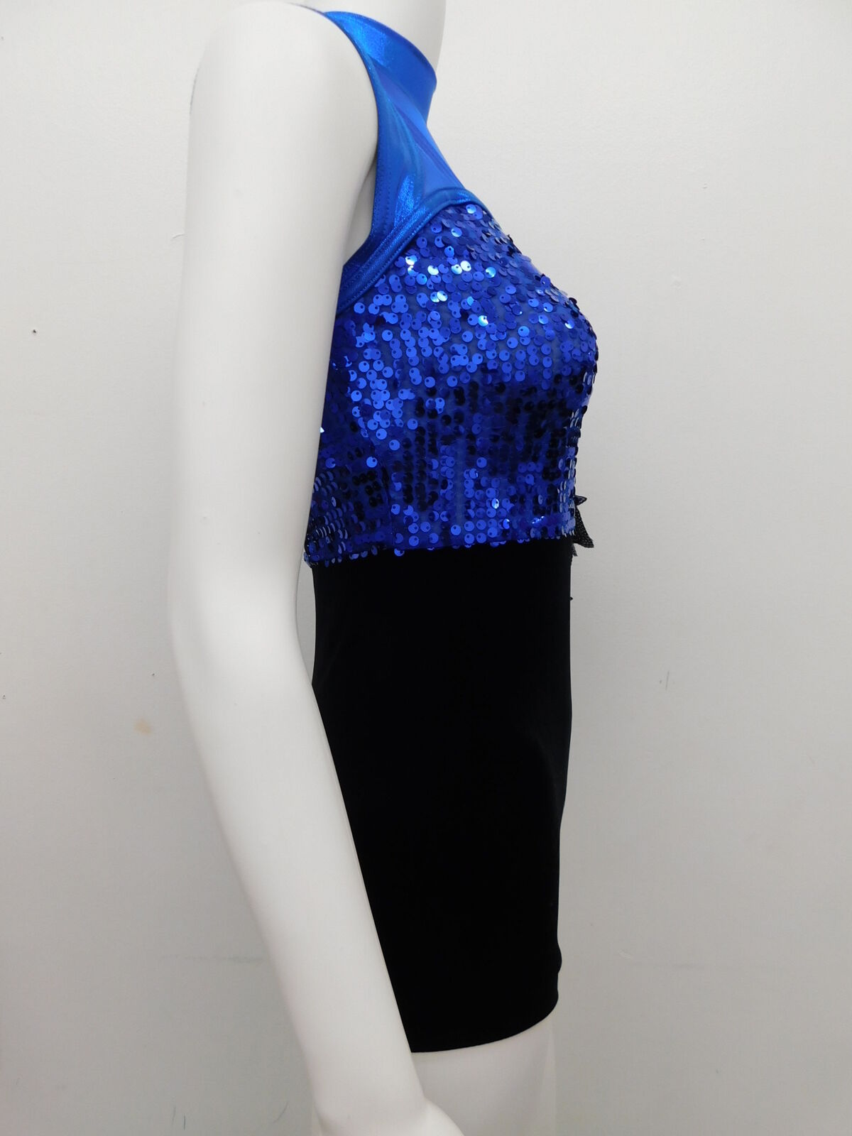Pre-Owned Costume Weissman  9070 Large Child Blue Unitard Jazz Acro Sequin