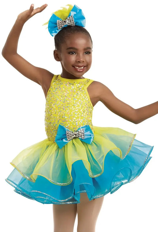 Pre-Owned Costume Weissman  11258 XS Child Yellow Tutu Jazz Tap Sequins