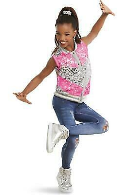 Pre-Owned Costume Weissman  11405 Large Child Lime Green Vest Jeggings Hip Hop Clogging Sequins
