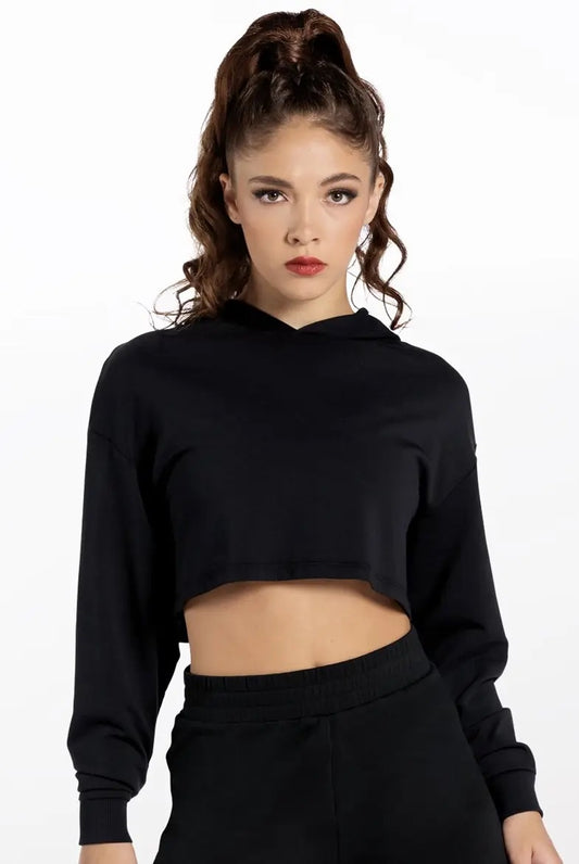 Pre-Owned Crop Hoodie Balera  AH10417 Small Adult Black  Jazz Hip Hop