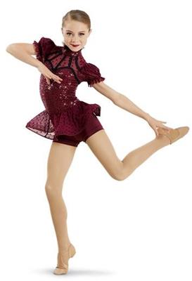 Pre-Owned Costume Weissman  10877 Medium Adult Burgundy Peplum Top Jazz Sequin