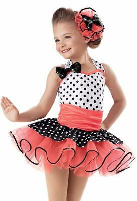 Pre-Owned Costume Intermediate Child Pink Weissman 7184 Jazz Tap Clogging Musical Theater Polka Dot Dress