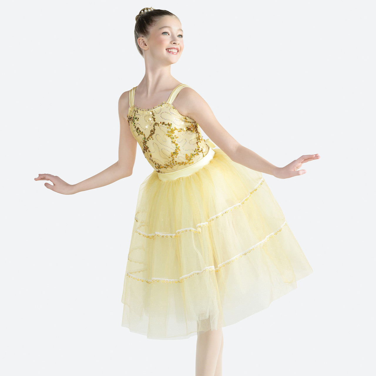 Pre-Owned Costume Large Child Yellow Revolution RC19695 Ballet Pointe YAGP Glitter Sequin Tutu