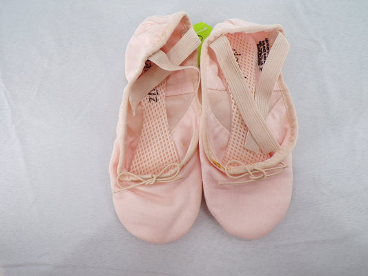 Pre-Owned Ballet Lyrical Shoes DanzNMotion Little Kid 1M  Canvas Crossing Straps Split Sole