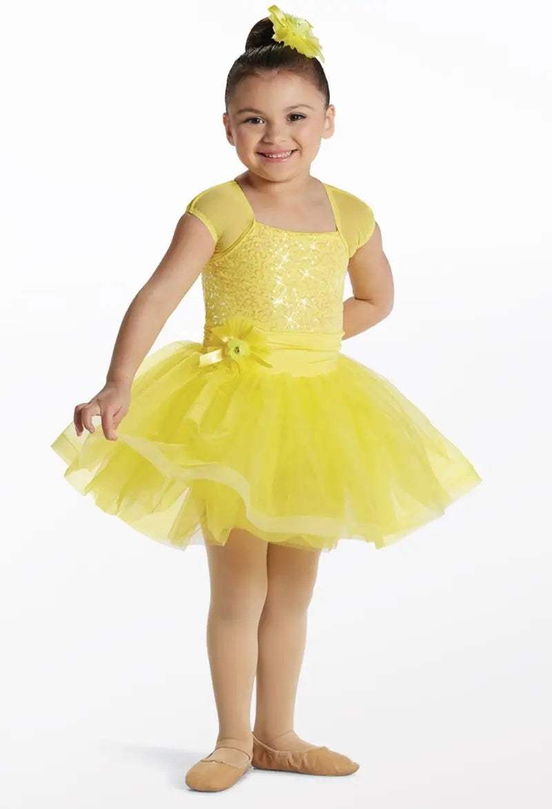 Pre-Owned Costume Weissman  15367 Medium Child Yellow Dress Ballet Sequin Belle