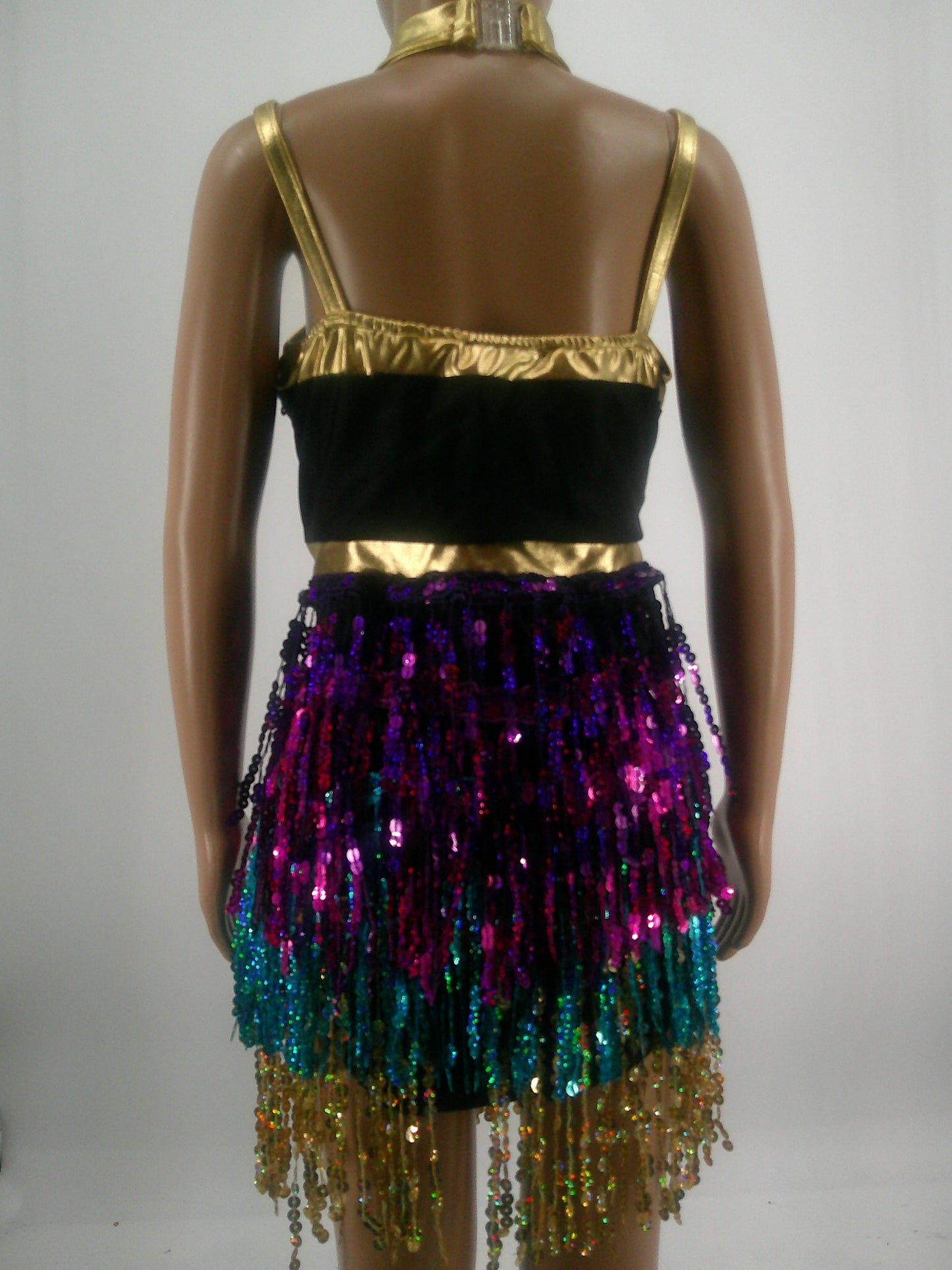 Pre-Owned Costume Glamour   XL Child Purple Fringe Jazz  Sequins