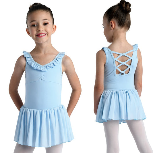 Pre-Owned Leotard Dress Danz N Motion 20206C Lt Pink 8-10 Criss Cross Back Ballet Tap