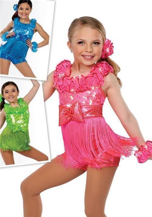 Pre-Owned Costume Wish Come True  14285 XL Child Blue Fringe Jazz Sequin