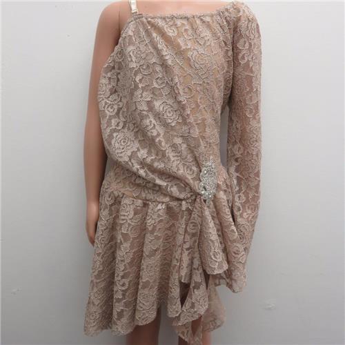 Pre-Owned Costume Large Child Beige Costume Gallery 16511 Lyrical Glitter Lace Shorts