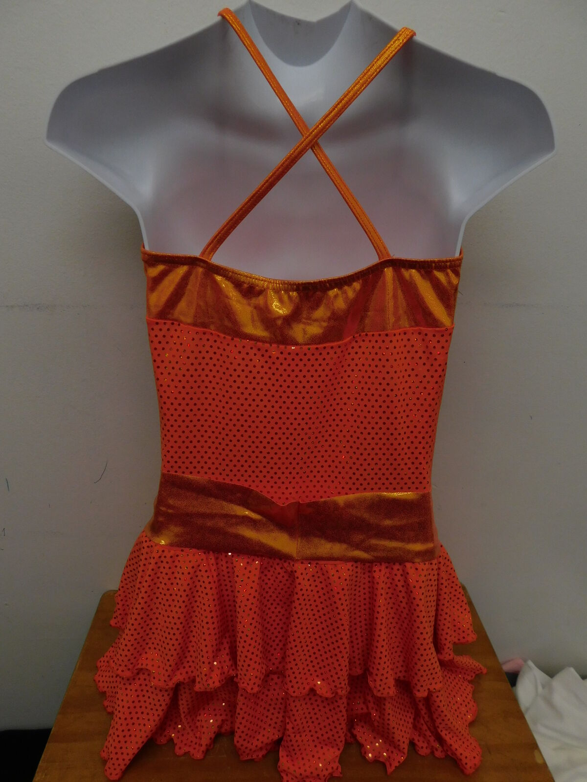 Pre-Owned Costume Weissman  4539 Large Child Orange Lace Dress Jazz Tap