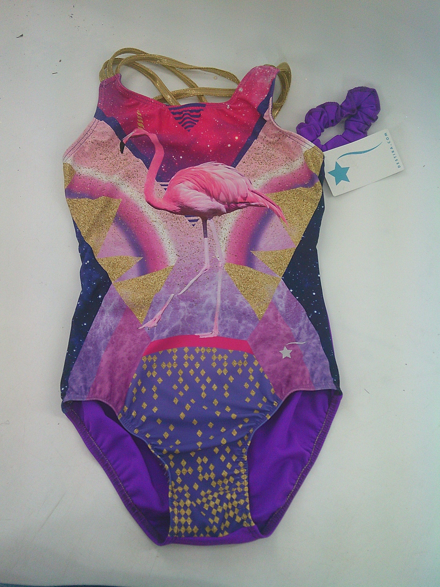 New Leotard Destira Disco Zebra Kids  Purple GOld  Acro Tumbling