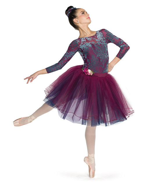 Pre-Owned Costume Large Child Burgundy A Wish Come True 25001 Ballet Pointe YAGP Floral Tutu Velvet