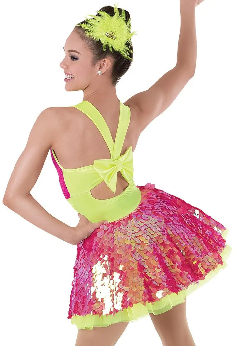 Pre-Owned Costume Weissman  9046 Large Child Pink Dress Jazz Sequin