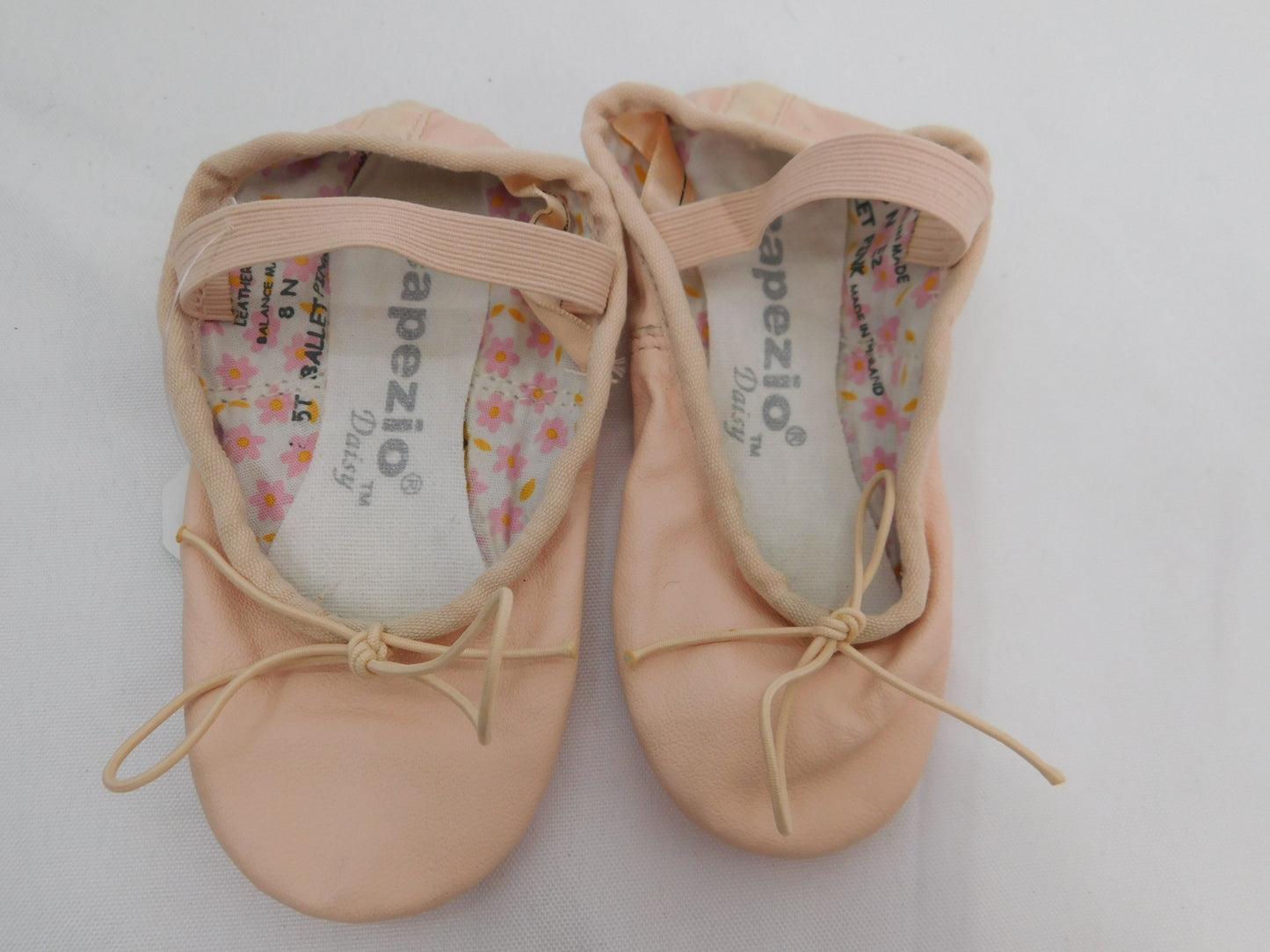 Pre-Owned Ballet Shoes Capezio Toddler 8N Tie Drawstring Leather Single Strap Full Sole