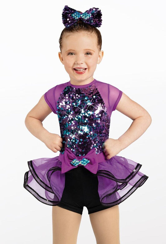 Pre-Owned Costume Weissman  13205 Large Child Purple Tutu Unitard Jazz Tap Sequin