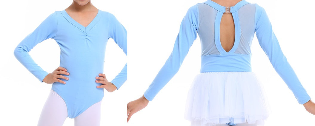 Pre-Owned Leotard Alice Roma A328 Black Medium Child Long Sleeve Back Mesh