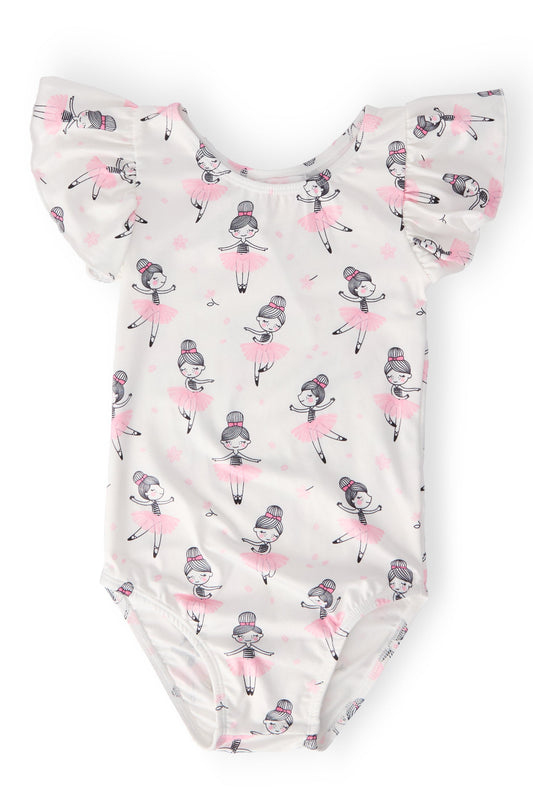 Pre-Owned Leotard Mila & Rose White Ballerina Print Toddler 4T Child