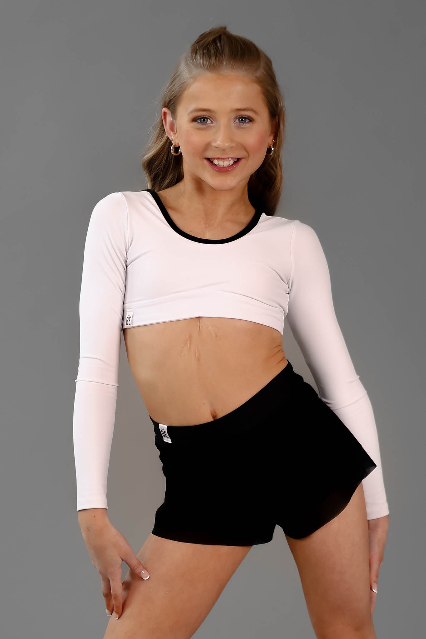 NEW SET Simply Be Originals Medium Child White Black Crop Top and Trunks
