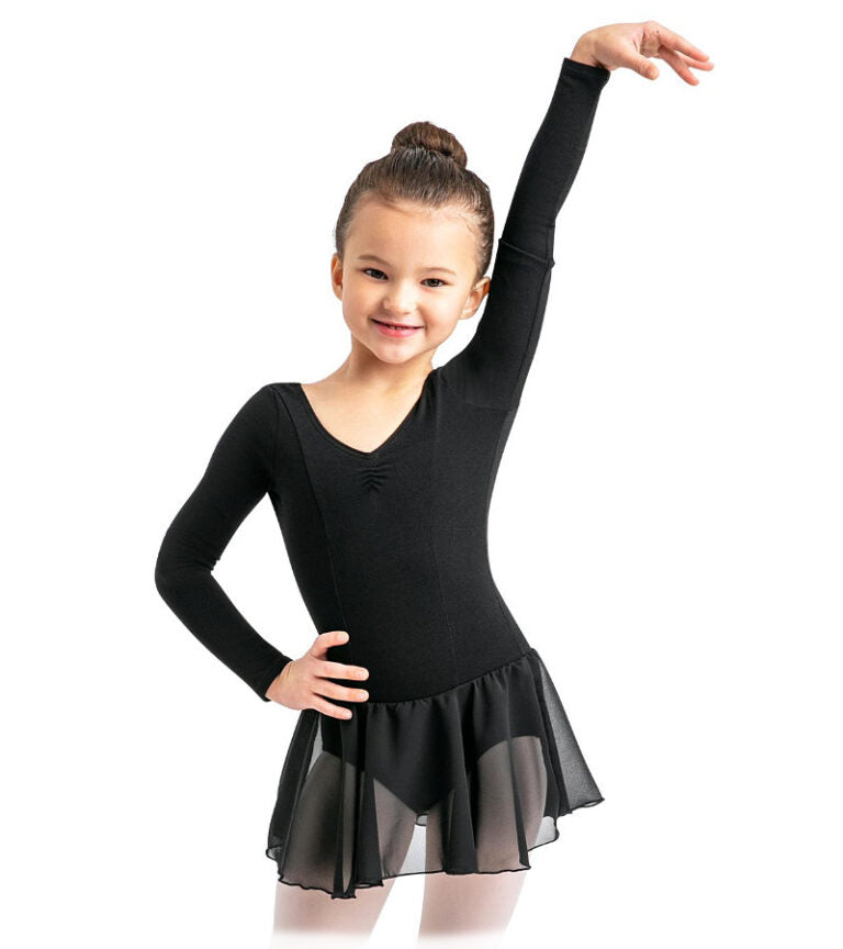 Pre-Owned Leotard Dress Medium Child Lt Blue Capezio Long Sleeve Ballet Tap
