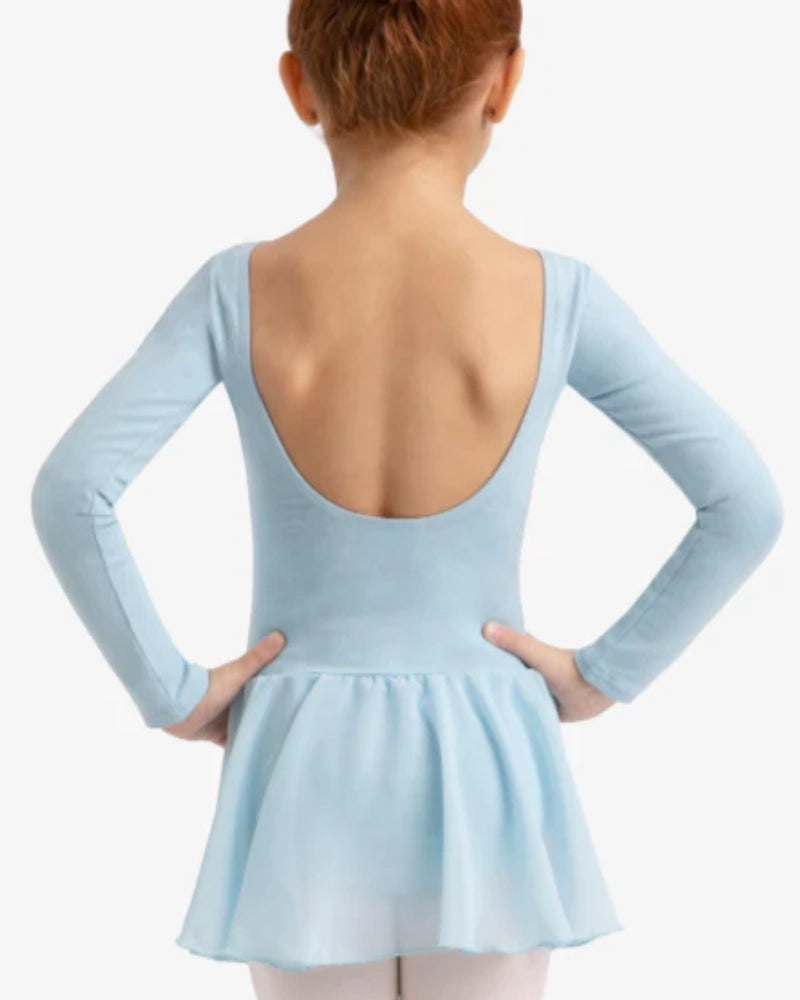 Pre-Owned Leotard Dress Medium Child Lt Blue Capezio Long Sleeve Ballet Tap
